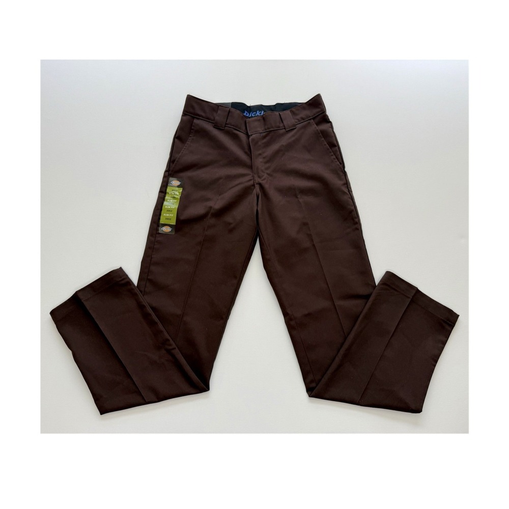 Dickies Men's Slim Fit Tapered Leg Twill Work Pants Brown 30x32